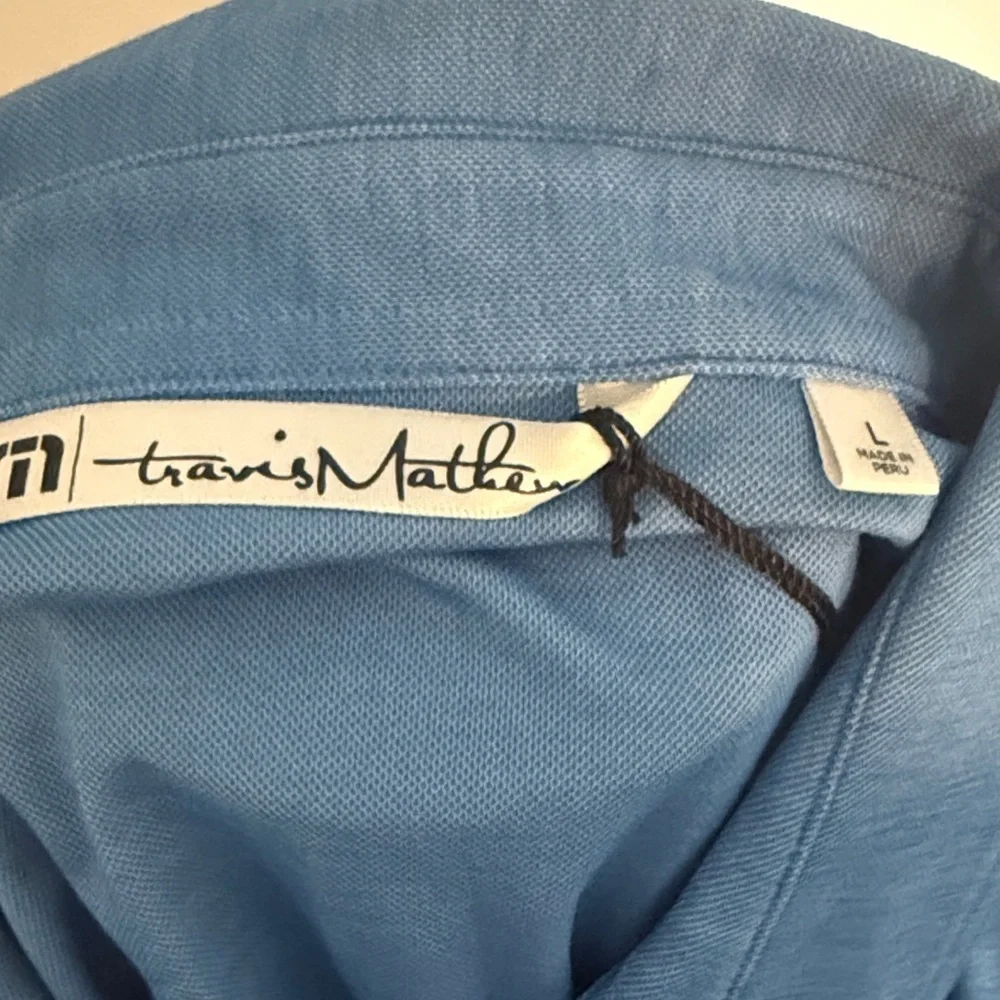 NWT TravisMathew Trump National Bedminster Golf Polo Shirt Men’s Large Blue - Picture 4 of 6